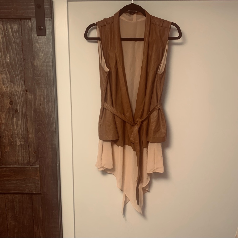 Faux Leather Vest n Blouse